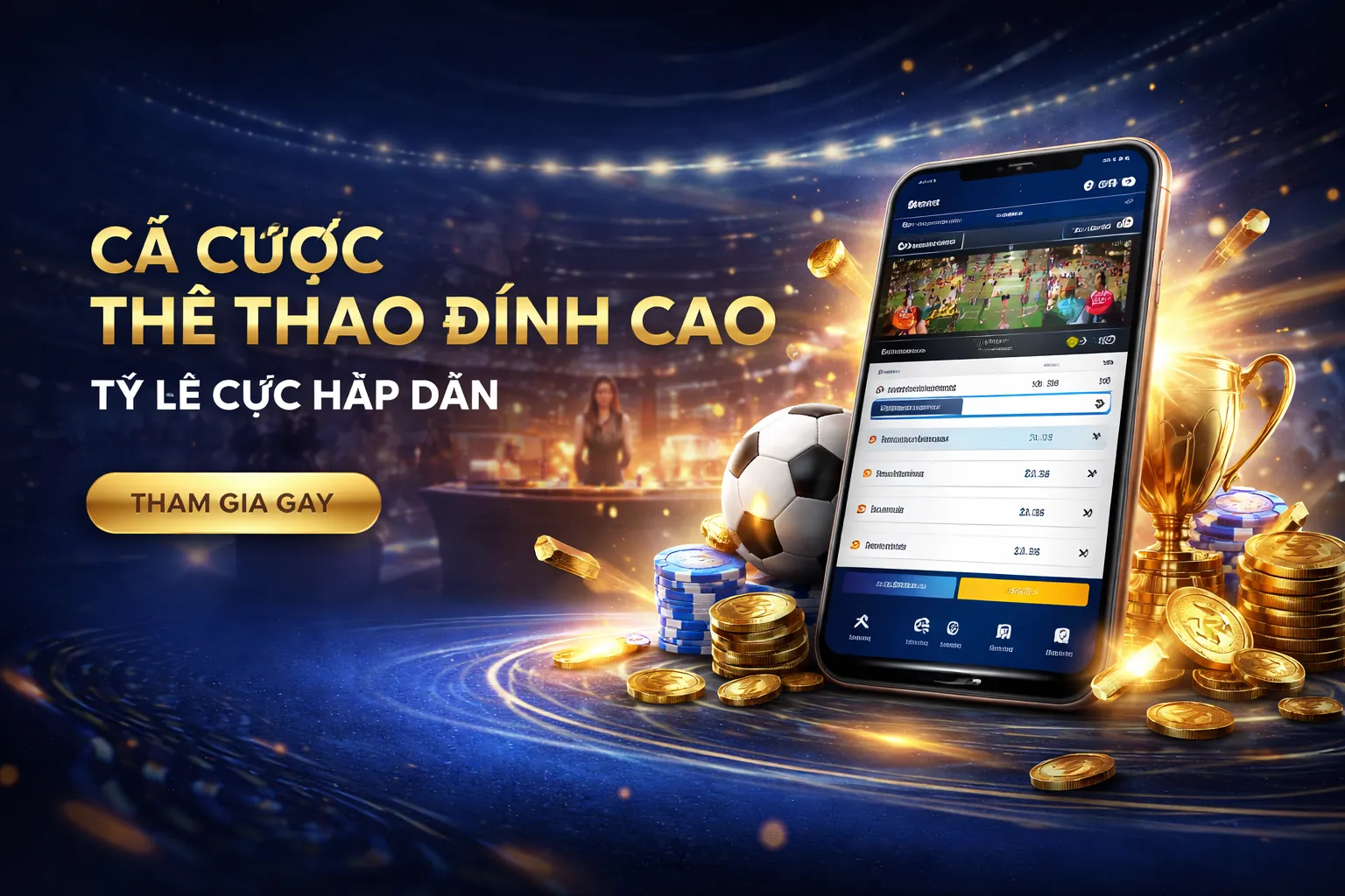 Sân vận động bóng đá với logo n666 và không khí cá cược sôi động